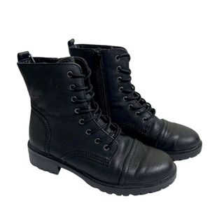 Lace Up Black Combat Boots Size 8